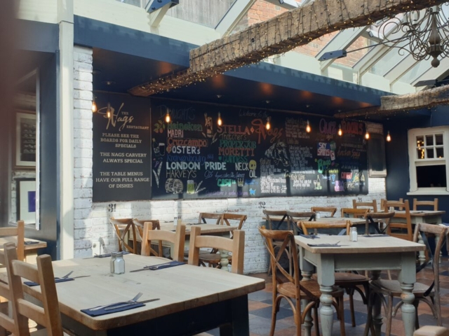 new decorated blackboard at the nags head restaurant in chichester