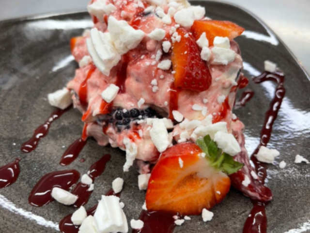 homemade eton mess dessert at the nags head restaurant in chichester